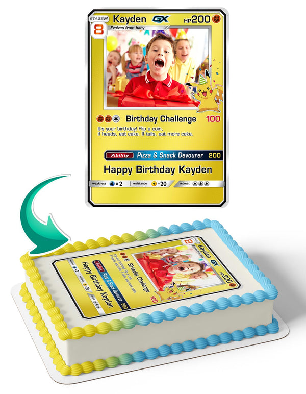 Pokemom Card Happy Birthday Photo Frame Custom Photo Frame Edible Cake Topper Image